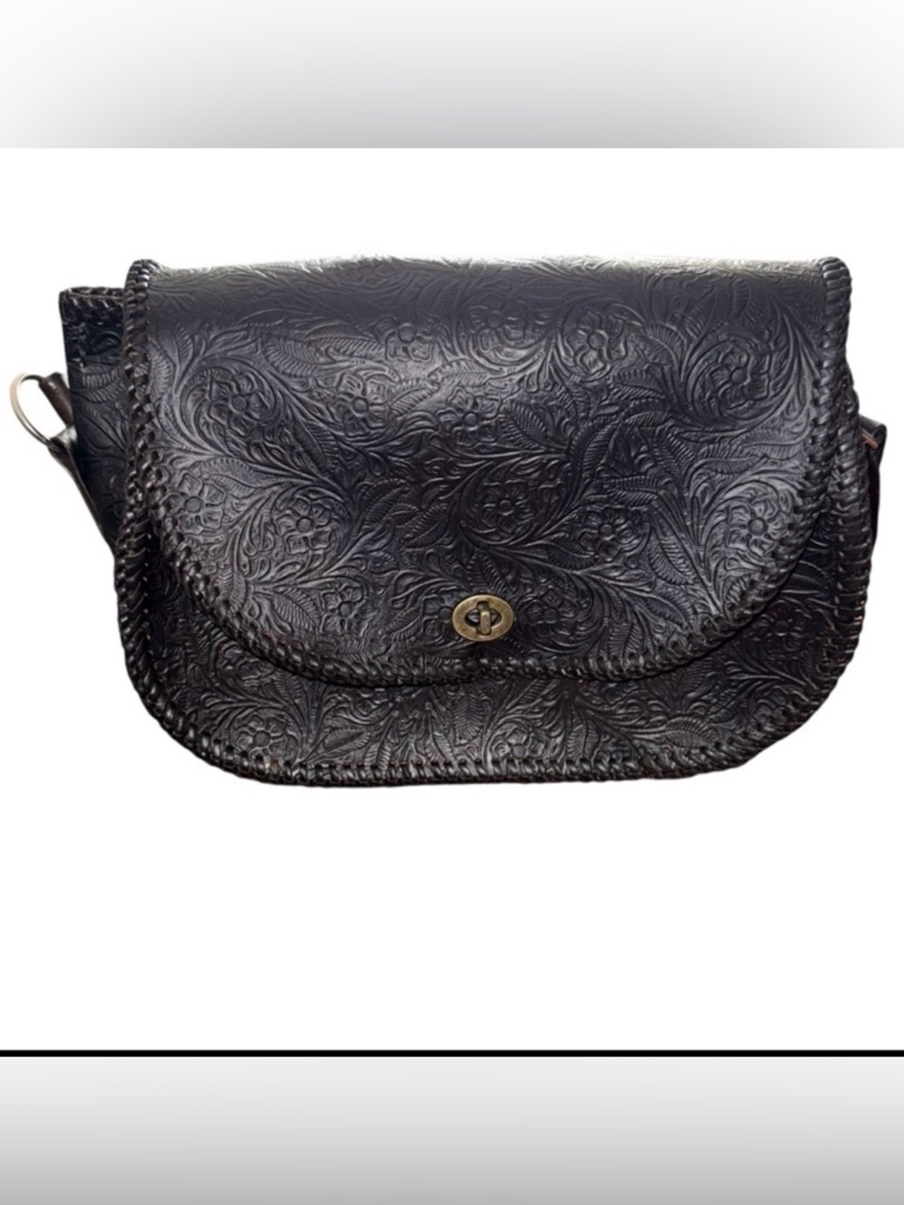 Custom Brown Embossed Crossbody Bag with Flap Closure Western Style Shoulder Bag